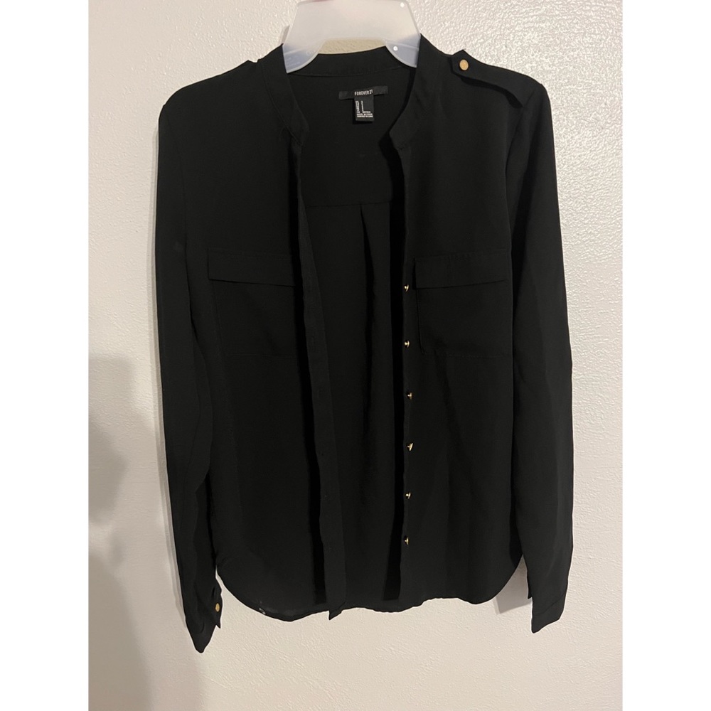 Women's Forever 21 Black Button Up Blouse Size S